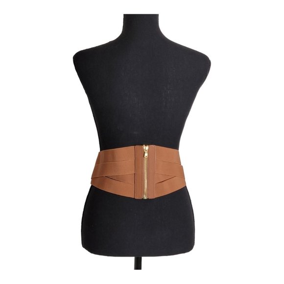 Women's Wide LCF Corset Cinch Belt Lace-Up Brown - Picture 3 of 3